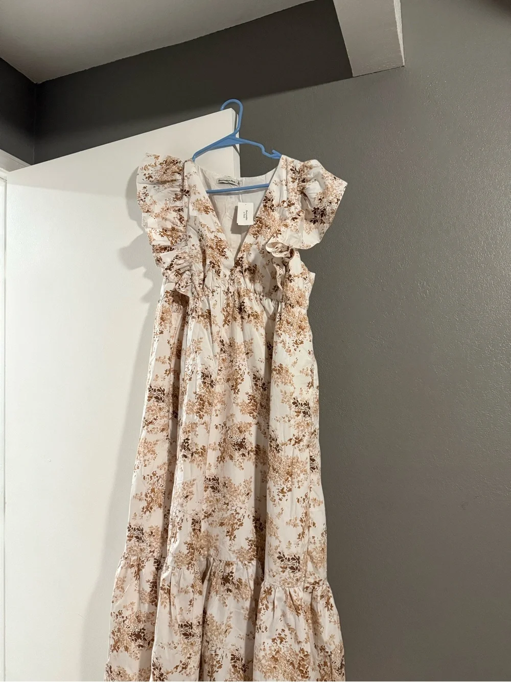 Abercrombie & Fitch Cream Dress with Brown Floral Print